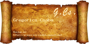Gregorics Csaba névjegykártya